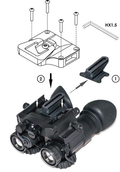 UDAPT NVG-50 адаптер для встановлення ПНБ AGM NVG-40, NVG-50, Archer NVGA-15 на ріг Wilcox 0398 фото