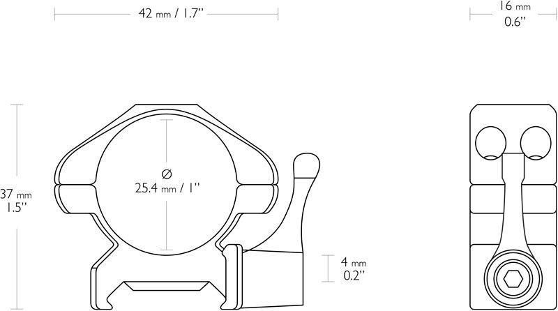 Кольца быстросъемные Hawke Precision Steel. d - 25.4 мм Low. Weaver/Picatinny 1476 фото