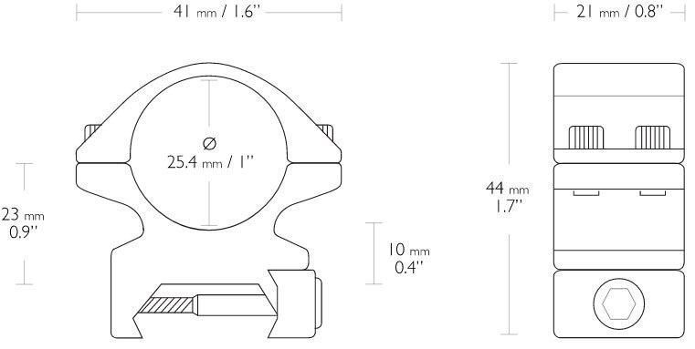 Hawke Match Mount Rings. d - 25.4 mm. Medium. Weaver/Picatinny