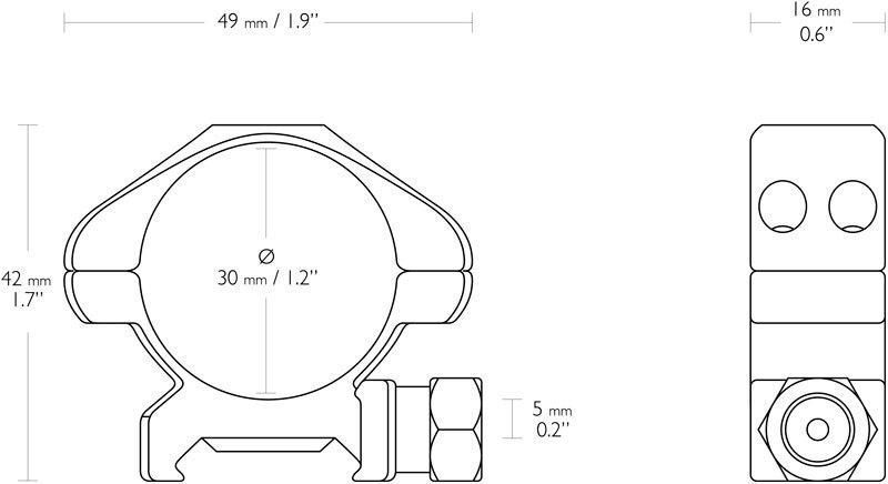 Кольца Hawke Precision Steel. d - 30 мм. Low. Weaver/Picatinny 1512 фото