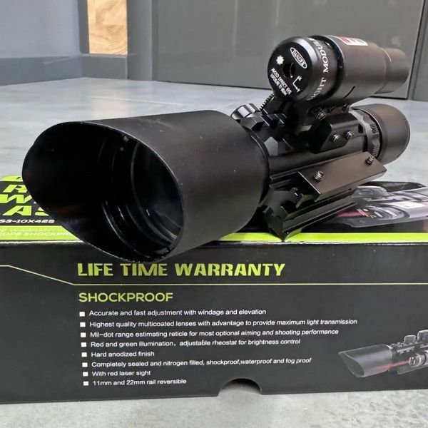 SPINA OPTICS M9 LS3-10x42E Optical Sight with Laser, 3-10x42, Red Laser
